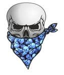 GOTHIC BIKER Pirate SKULL With Face Bandana & Pile Of Blue Skulls Motif External Vinyl Car Sticker 110x75mm