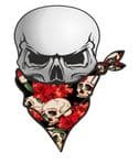 GOTHIC BIKER Pirate SKULL With Face Bandana & Tattoo Style Skull & Roses Motif External Vinyl Car Sticker 110x75mm