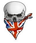 GOTHIC BIKER Pirate SKULL With Face Bandana & Union Jack British Flag Motif External Vinyl Car Sticker 110x75mm