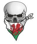 GOTHIC BIKER Pirate SKULL With Face Bandana & Welsh Wales CYMRU Flag Motif External Vinyl Car Sticker 110x75mm