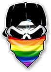 Gothic Biker Skull With Bandana & LGBT Gay Pride Rainbow Flag Vinyl Car Sticker Decal 85x125mm