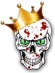 GOTHIC King of SKULL Skulls With GREEN Evil Eyes and Crown Blood Splatter Motif External Vinyl Car Sticker 115x85mm