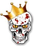 GOTHIC King of SKULL Skulls With RED & YELLOW Evil Eyes and Crown Blood Splatter Motif External Vinyl Car Sticker 115x85mm