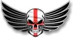 GOTHIC SKULL With Wings Motif  &  St Georges Cross England  Flag External Vinyl Car Sticker 150x80mm