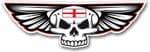 Gothic Skull With Wings With English St Georges Cross Flag Retro Biker Vinyl Car Sticker 125x40mm