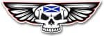 Gothic Skull With Wings With Scotland Scottish Saltire Flag Retro Biker Vinyl Car Sticker 125x40mm