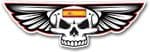 Gothic Skull With Wings With Spain Spanish Flag Retro Biker Vinyl Car Sticker Decal 125x40mm
