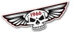 Gothic Skull With Wings Year Dated 1966 Retro Biker Vinyl Car Sticker Decal 125x40mm