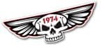 Gothic Skull With Wings Year Dated 1974 Retro Biker Vinyl Car Sticker Decal 125x40mm