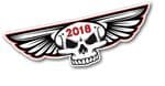 Gothic Skull With Wings Year Dated 2018 Retro Biker Vinyl Car Sticker Decal 125x40mm