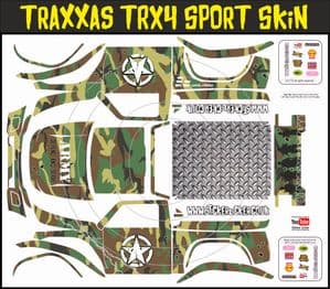 Green Army Camo Themed Vinyl SKIN Kit & Stickers Fits R/C Traxxas TRX4 Sport Rock Crawler