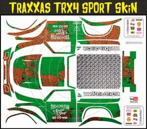 Green Rusted Speed Shop Themed Vinyl SKIN Kit & Stickers Fits R/C Traxxas TRX4 Sport Rock Crawler