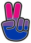 Hippy Style PEACE Hand With LGBT Bisexual Pride Flag Motif External Vinyl Car Sticker 90x65mm