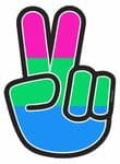 Hippy Style PEACE Hand With LGBT Polisexual Pride Flag Motif External Vinyl Car Sticker 90x65mm