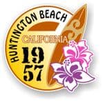 Huntington Beach 1957 Surfer Surfing Design Vinyl Car sticker decal  95x98mm