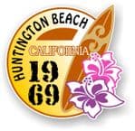 Huntington Beach 1969 Surfer Surfing Design Vinyl Car sticker decal  95x98mm