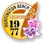 Huntington Beach 1977 Surfer Surfing Design Vinyl Car sticker decal  95x98mm
