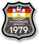 In Wolfsburg Gemacht 1979 Shield Motif Fits All VW External Vinyl Car Sticker 105x120mm