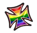 IRON CROSS With LGBT Gay Pride Rainbow Flag Motif External Vinyl Car Sticker 95x95mm