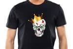 King Of Skulls Skull Design Wearing A Crown With GREEN Evil Eyes & Blood Splatter Motif mens or ladyfit t-shirt tshirt top