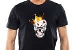 King Of Skulls Skull Design Wearing A Crown With GREY Evil Eyes & Blood Splatter Motif mens or ladyfit t-shirt tshirt top