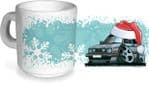 Koolart Christmas Santa Hat Design & MK2 Golf Image - Ceramic Tea Or Coffee Mug