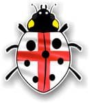 Ladybird Bug Design With England St Georges Flag Motif External Vinyl Car Sticker 90x105mm