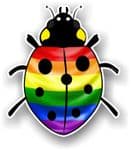 Ladybird Bug Design With LGBT Gay Pride Flag Motif External Vinyl Car Sticker 90x105mm