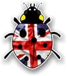 Ladybird Bug Design With UK Union Jack British Flag Motif External Vinyl Car Sticker 90x105mm
