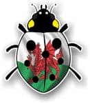 Ladybird Bug Design With Wales Welsh CYMRU Flag Motif External Vinyl Car Sticker 90x105mm
