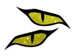 LARGE Pair Of  Evil Eyes Design & Yellow Glitter Sparkle Effect Biker Helmet Car Sticker 140x60mm