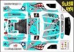 LIGHT BLUE Sharks Teeth themed vinyl SKIN Kit To Fit Traxxas Slash 4x4 Short Course Truck