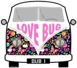 LOVE BUG Hippy Slogan For Retro SPLIT SCREEN VW Camper Van Bus Design External Vinyl Car Sticker 90x80mm