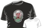 Mexican Day Of The Dead Sugar Skull Design With Wales Welsh Dragon CYMRU Flag Motif mens or ladyfit t-shirt