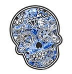 Mexican Day Of The Dead SUGAR SKULL With Blue Tinited Stickerbomb Motif External Vinyl Car Sticker 120x90mm