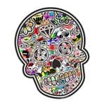 Mexican Day Of The Dead SUGAR SKULL With JDM Style Multi Colour Stickerbomb Motif External Vinyl Car Sticker 120x90mm