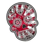 Mexican Day Of The Dead SUGAR SKULL With JDM Style Rising Sun Flag Motif External Vinyl Car Sticker 120x90mm