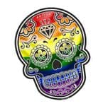 Mexican Day Of The Dead SUGAR SKULL With LGBT Gay Pride Rainbow Flag Motif External Vinyl Car Sticker 120x90mm
