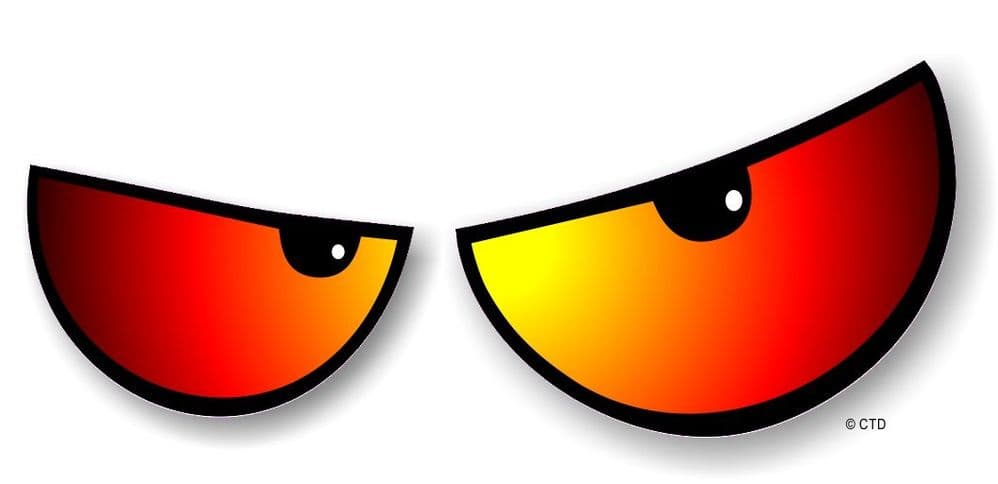 NEW Pair Of Cartoon Evil Eyes Design In RED For Motorbike Biker Helmet