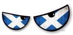 NEW Pair Of Cartoon Evil Eyes Design with Scottish Flag For Motorbike Helmet Car Sticker 125x50mm