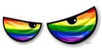 NEW Pair Of Cartoon Evil Eyes With LGBT Gay Pride Flag For Motorbike Helmet Car Sticker 125x50mm