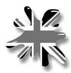 New SPLAT Design With Grunge B&W Union Jack British Flag Motif External Vinyl Car Sticker 110x110mm