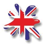 New SPLAT Design With Union Jack British Flag Motif External Vinyl Car Sticker 110x110mm