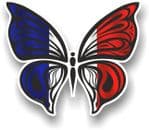 Ornate Butterfly Wings Design With France French Flag Motif Vinyl Car Sticker 100x85mm