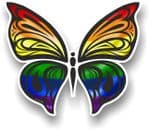 Ornate Butterfly Wings Design With LGBT Gay Pride Rainbow Flag Motif Vinyl Car Sticker 100x85mm