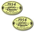 PAIR Distressed Aged Established 1954 Aged To Perfection Oval Design Vinyl Car Sticker 70x45mm Each