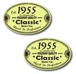 PAIR Distressed Aged Established 1955 Aged To Perfection Oval Design Vinyl Car Sticker 70x45mm Each