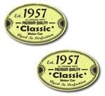 PAIR Distressed Aged Established 1957 Aged To Perfection Oval Design Vinyl Car Sticker 70x45mm Each