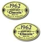 PAIR Distressed Aged Established 1962 Aged To Perfection Oval Design Vinyl Car Sticker 70x45mm Each