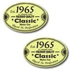 PAIR Distressed Aged Established 1965 Aged To Perfection Oval Design Vinyl Car Sticker 70x45mm Each